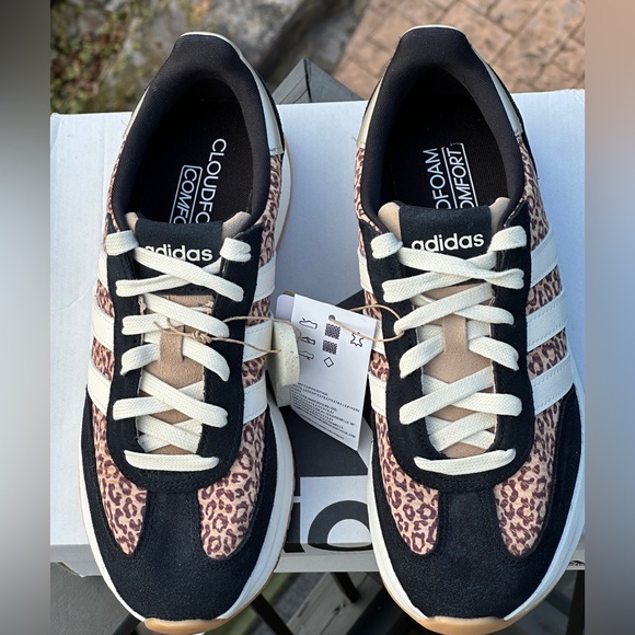 Adidas Leopard Animal Print 3 Stripes Casual Sneaker - US Womens 7 | 7.5   NEW - Picture 4 of 10